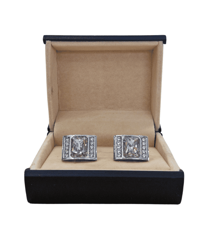 Buy Designed Rectangle Silver Cufflinks In Pakistan